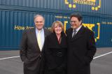CSXI Chambersburg Terminal Manager, Alison Smith poses with Michael Ward and Governor Rendell